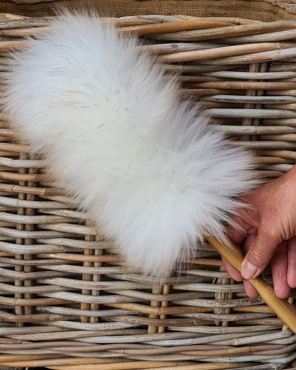Sheepskin Duster with Timber Handle