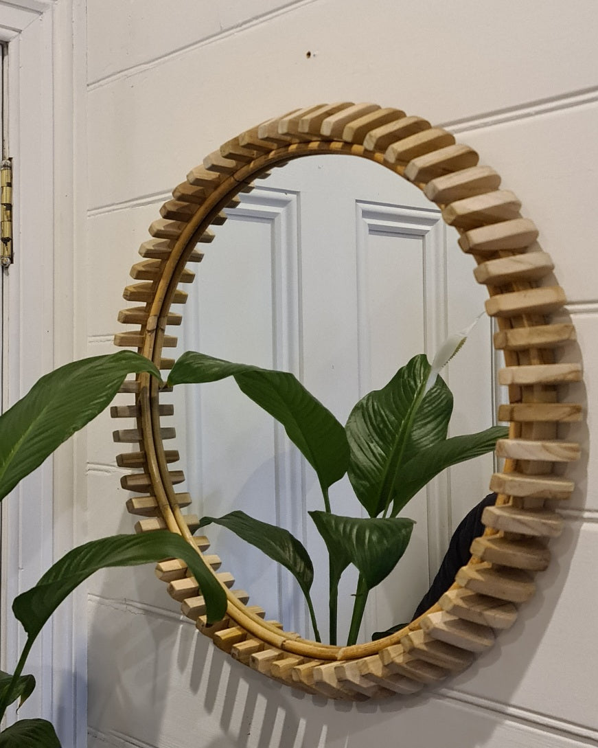 Babak Round Mirror - Natural Teak Elegance