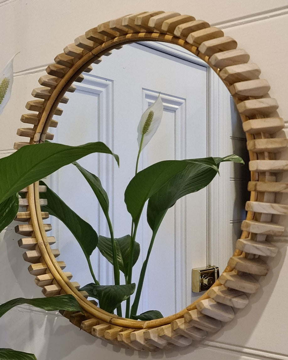 Babak Round Mirror - Natural Teak Elegance