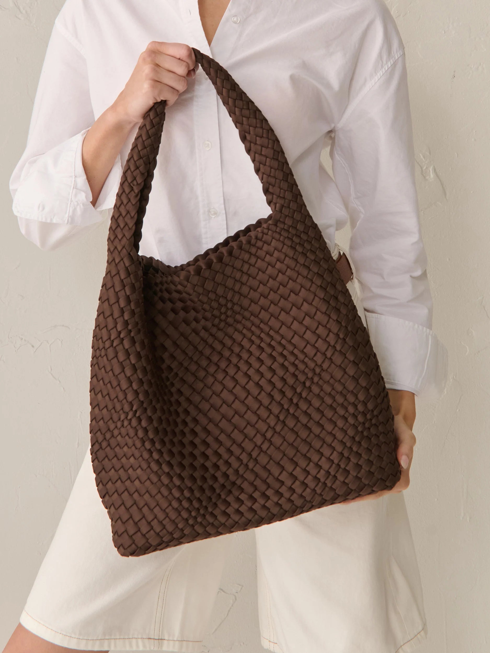 Cassie Woven Tote Bag - Brown