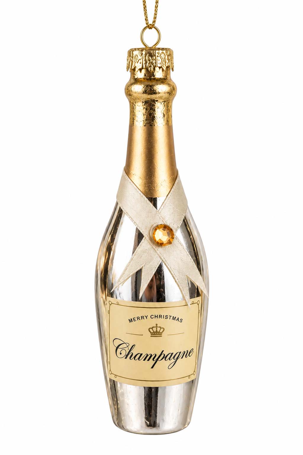 Christmas Champagne Bottle Ornament 14cm