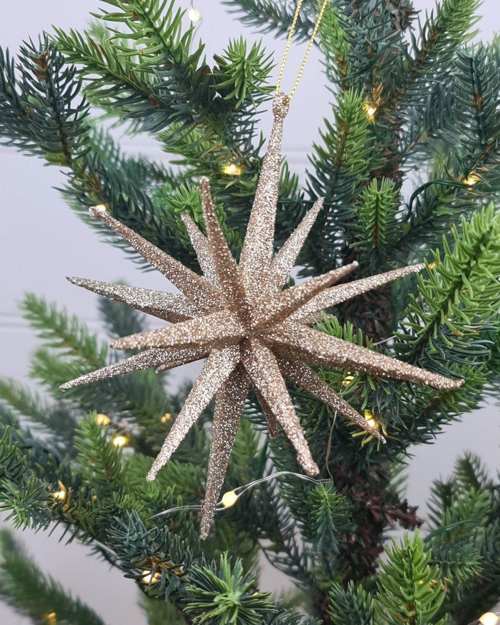 Champagne Glitter Orbit Hanging Ornament – Large