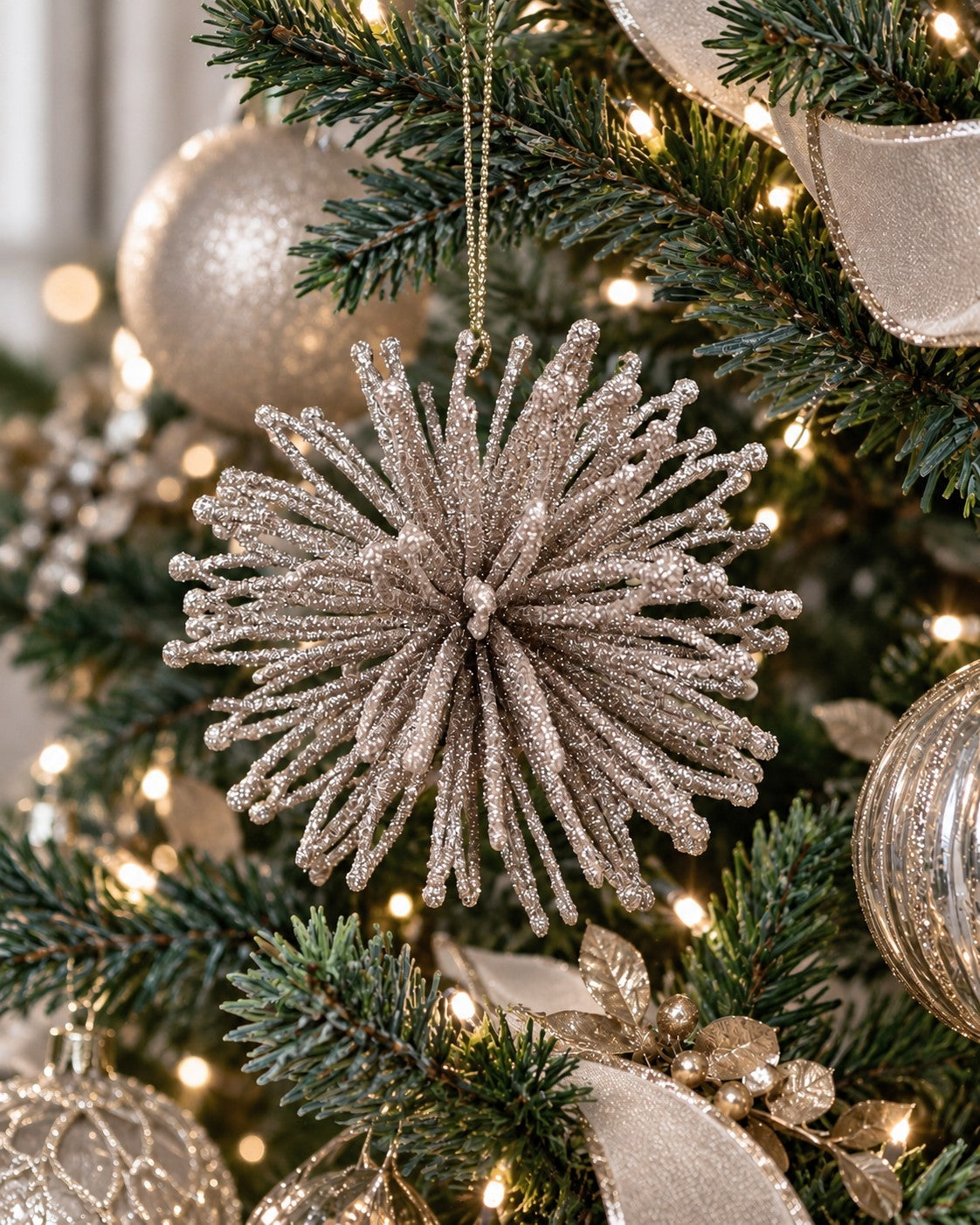 Champagne Glitter Puff Hanging Ornament – 8 cm