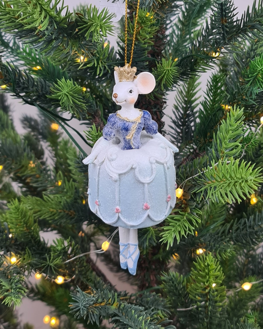 Clara – Cupcake Dancing Mouse Ornament (Blue)