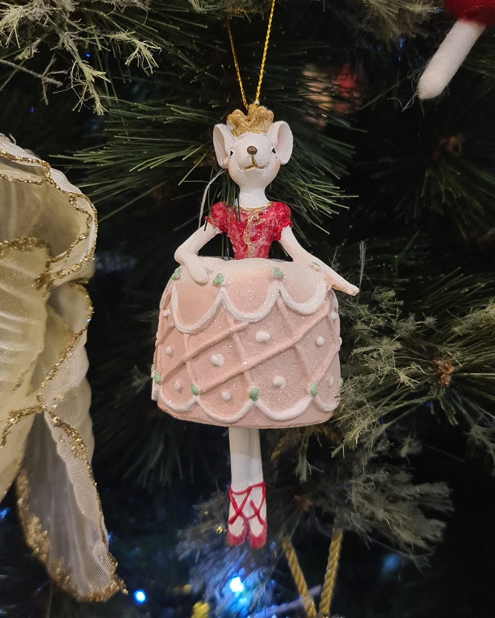 Rosie – Cupcake Dancing Mouse Ornament (Pink)