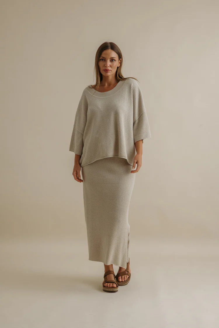 Coral Knitted Skirt – Sand Combo