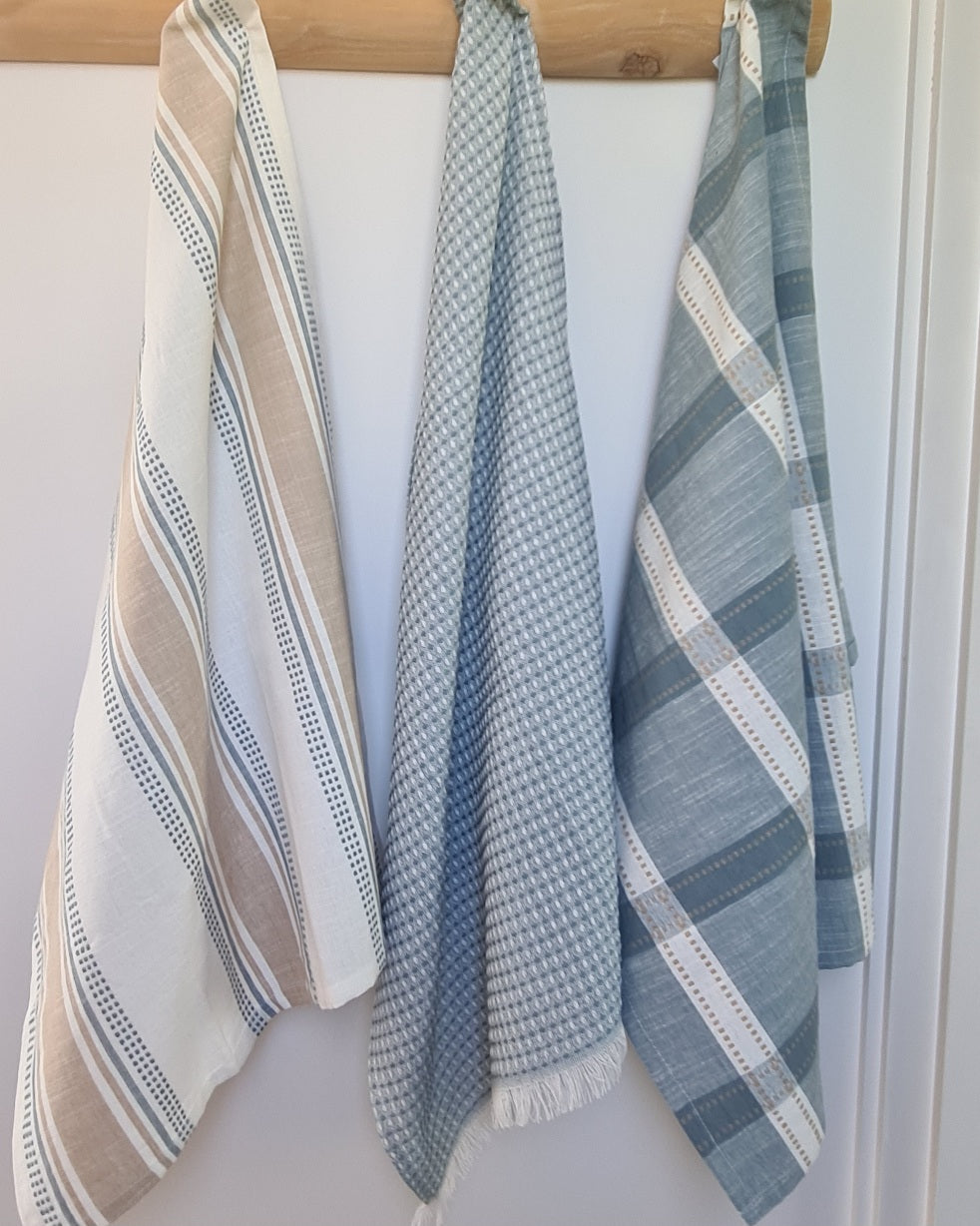 Azure Cotton Tea Towels – Set of 3