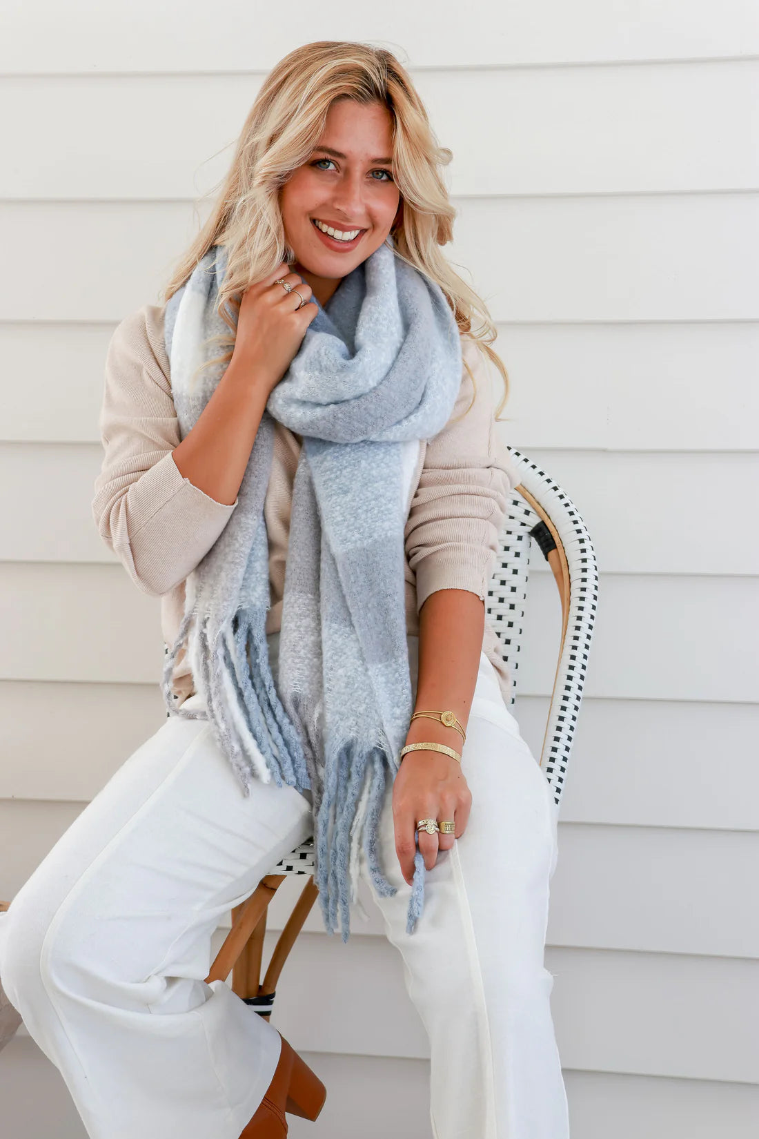 Dawn Blue Grey Wrap Scarf