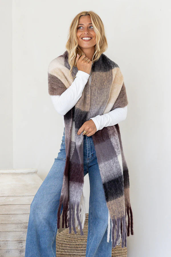 Espresso Cream Wrap Scarf
