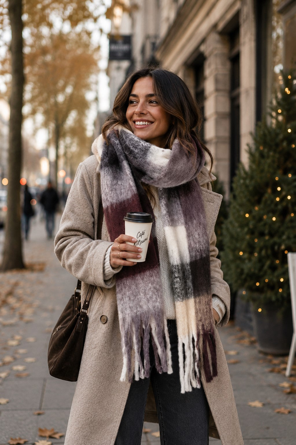 Espresso Cream Wrap Scarf