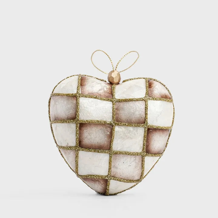 Champagne Mosaic Heart Christmas Ornament