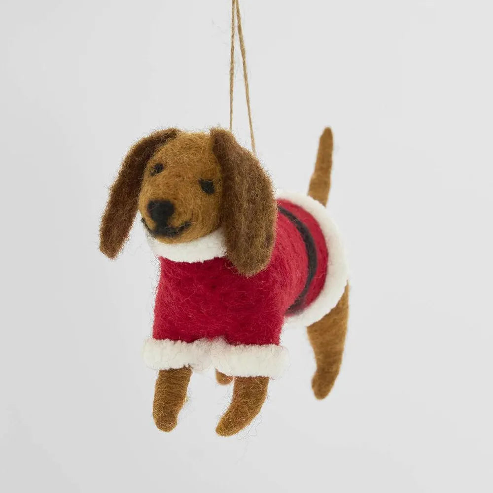 Frankie Santa – Sausage Dog Christmas Ornament