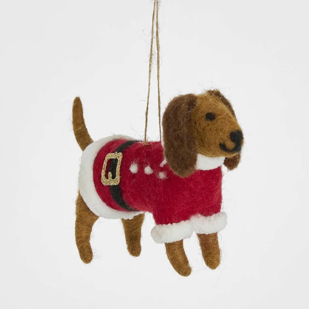 Frankie Santa – Sausage Dog Christmas Ornament