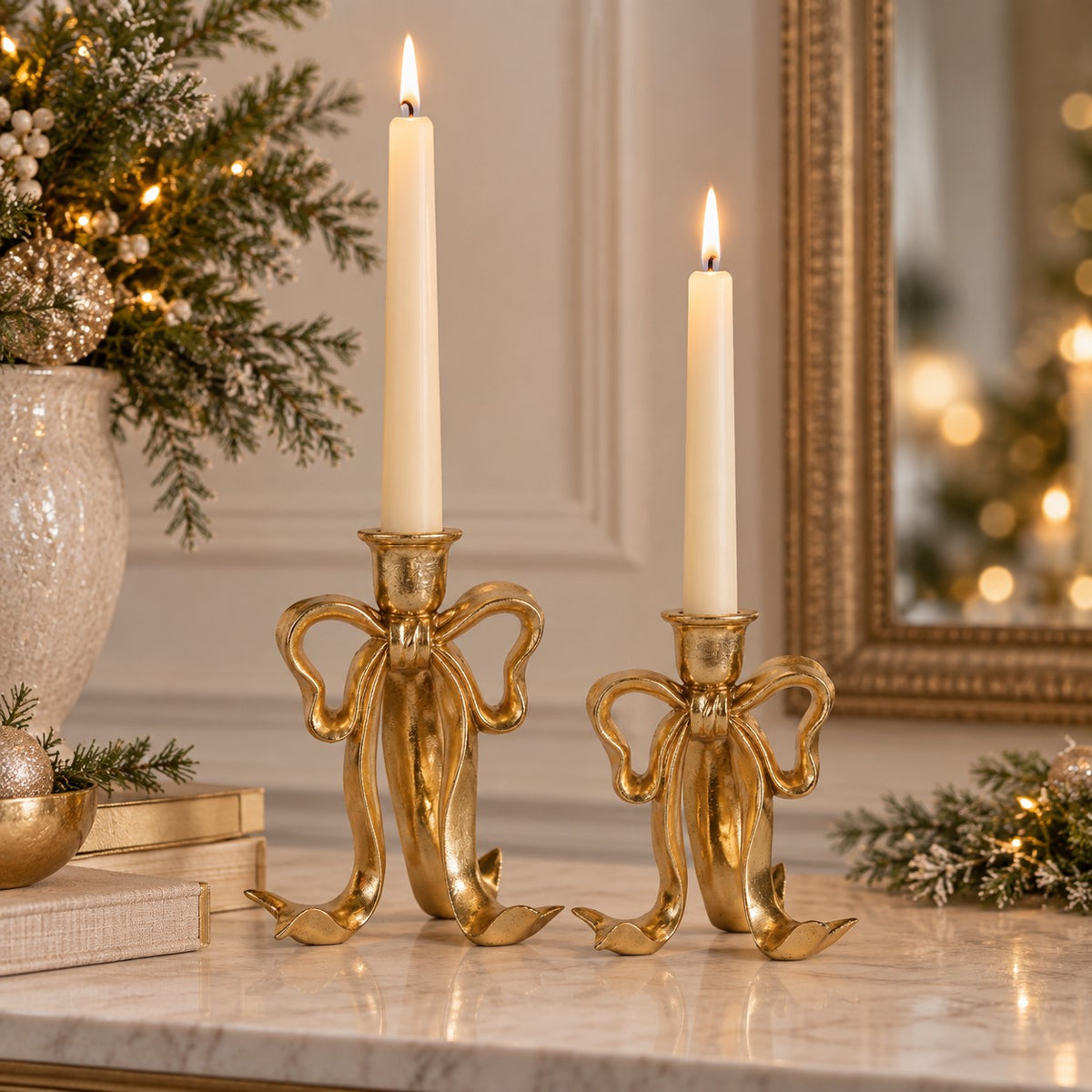 Gilded Bow Candle Holder