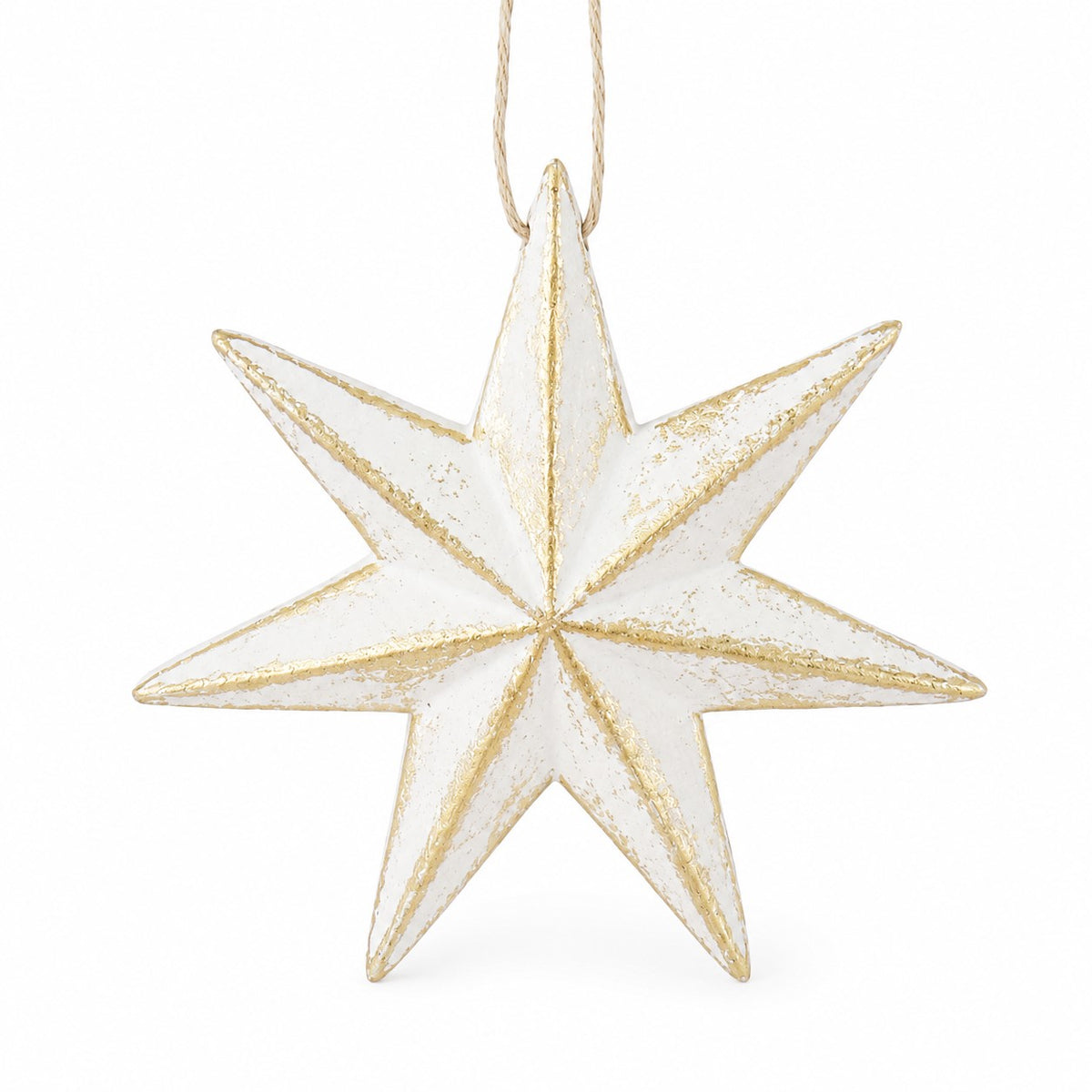 Gilded Christmas Star Ornament – White & Gold