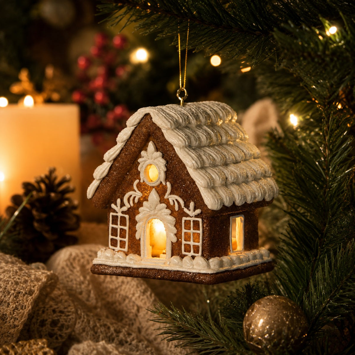 Hanging Gingerbread House LED
