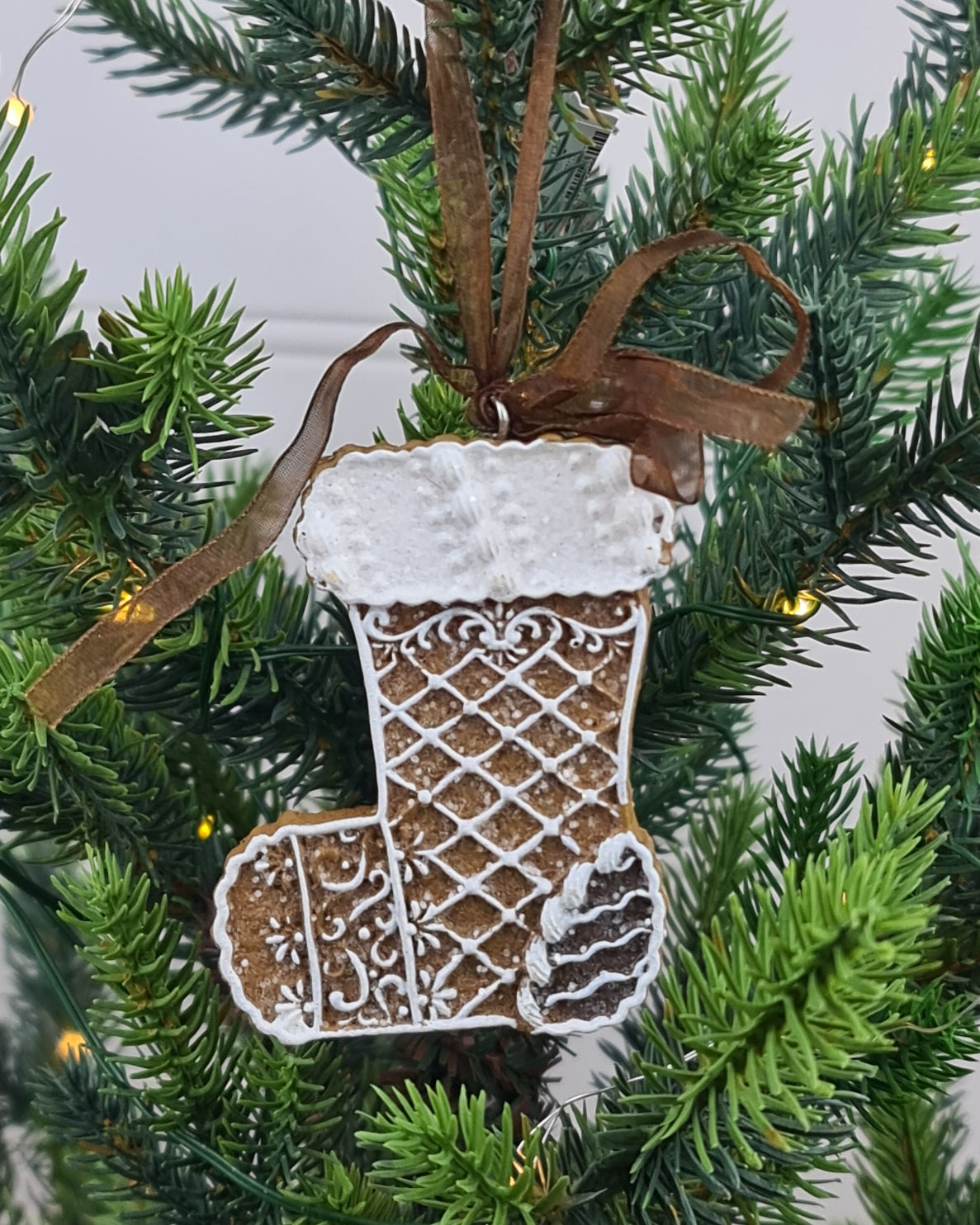 Gingerbread Stocking Hanging Ornament – Resin