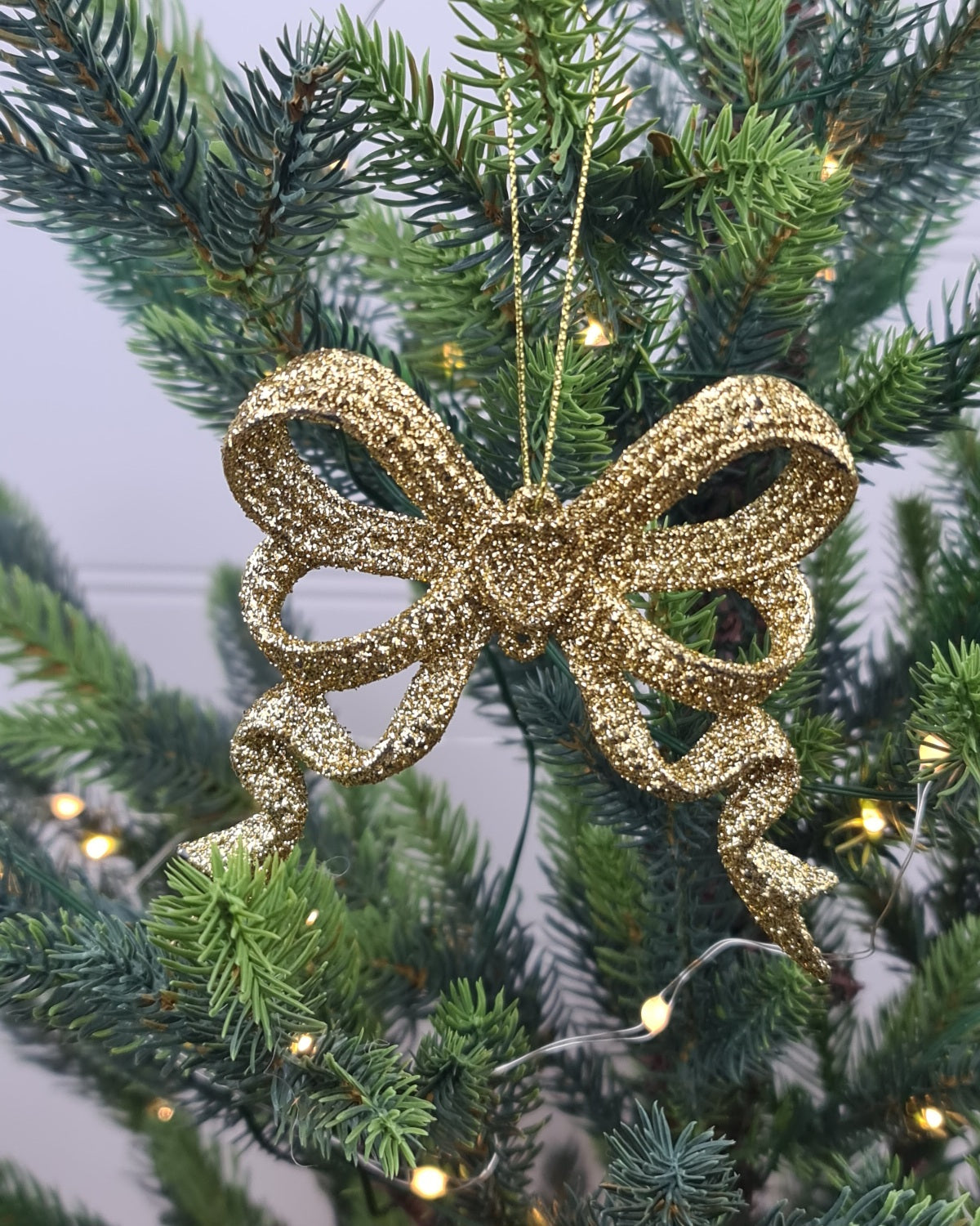 Gold Glitter Bow Ornament