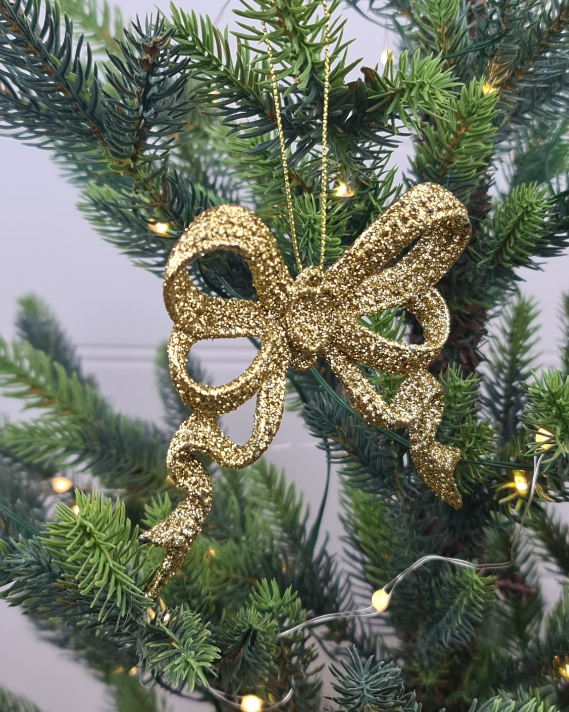 Gold Glitter Bow Ornament