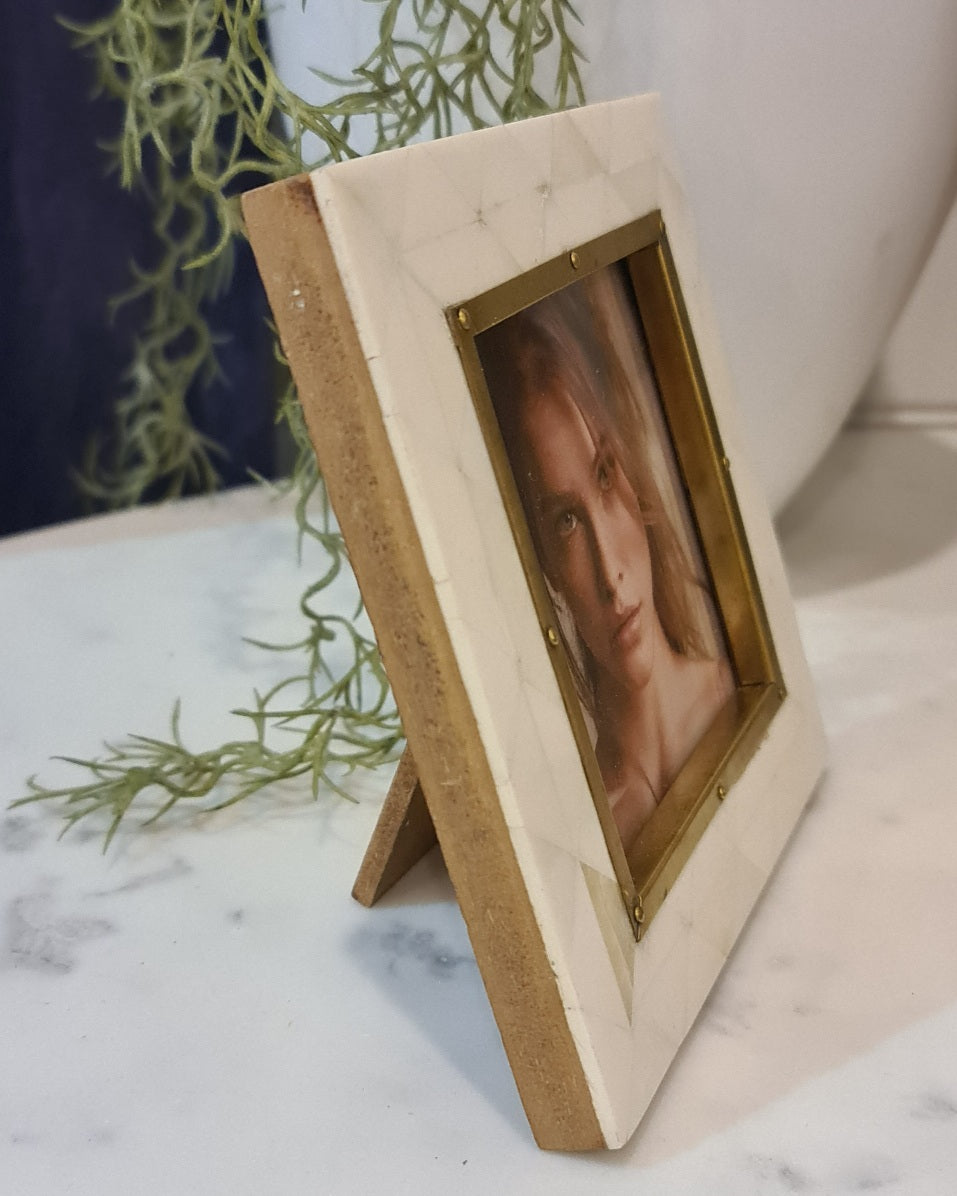 Bone and Brass Photo Frame