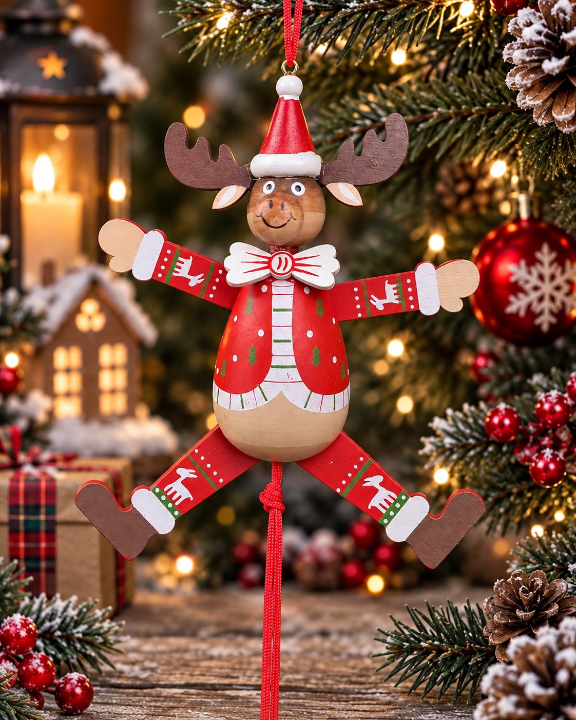 Reindeer Jumping Jack Hanging Ornament