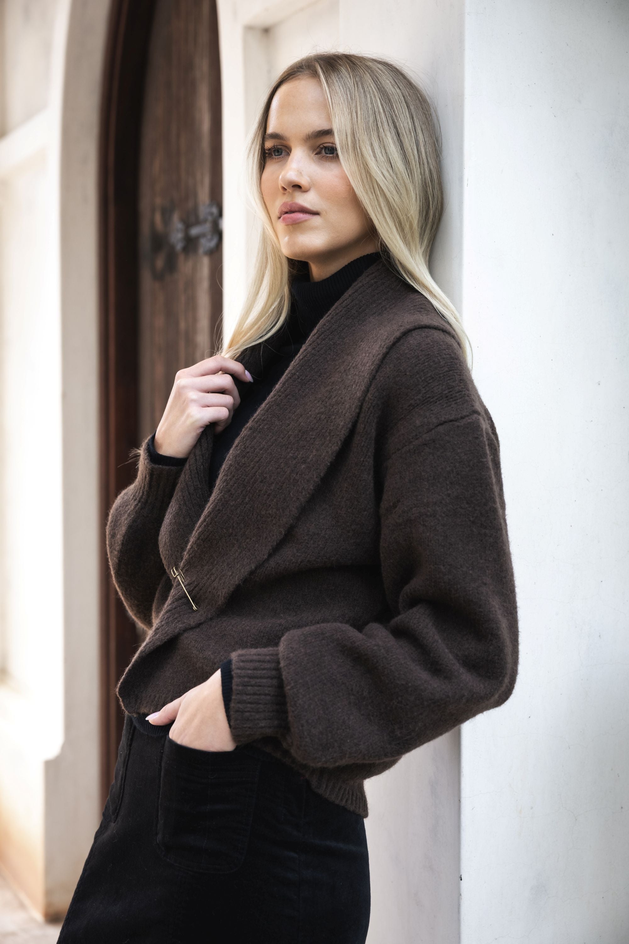 Liana Angora Blend Cardigan – Chocolate