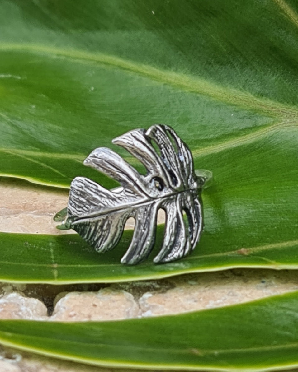 Monstera Leaf Sterling Silver Ring