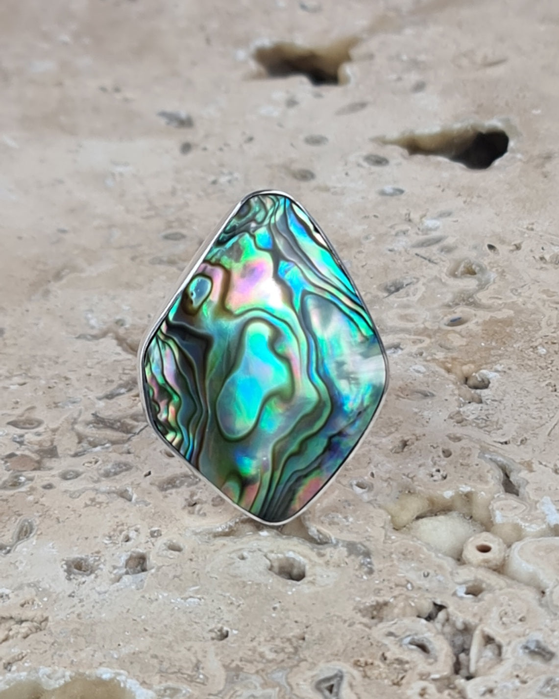 Mystic Ocean Paua Shell Ring – Sterling Silver Adjustable