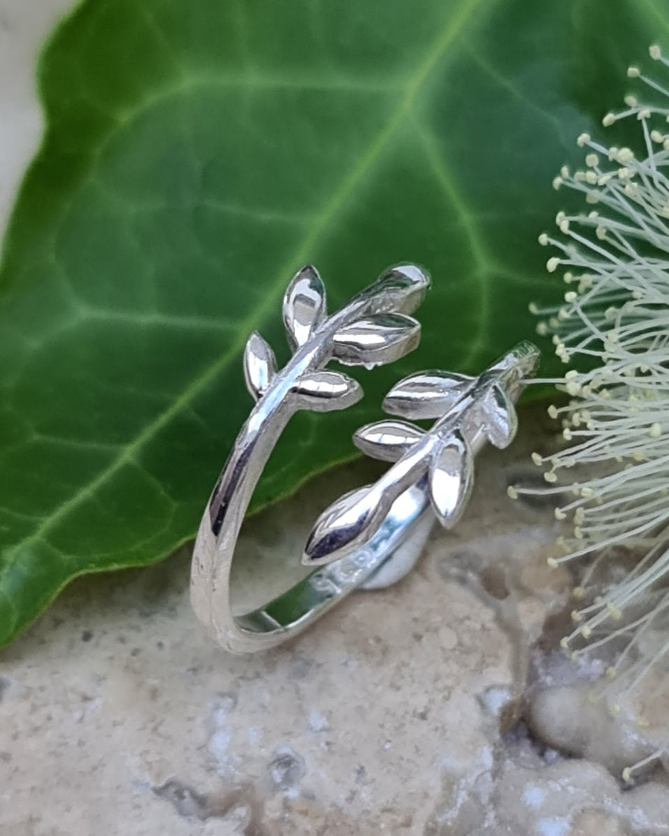 Olive Leaf Sterling Silver Ring