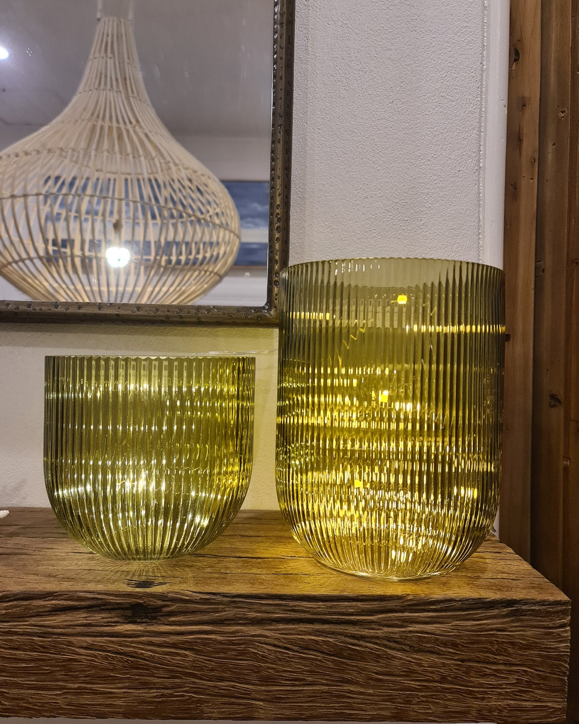 Ripple Glass Vase – Olive