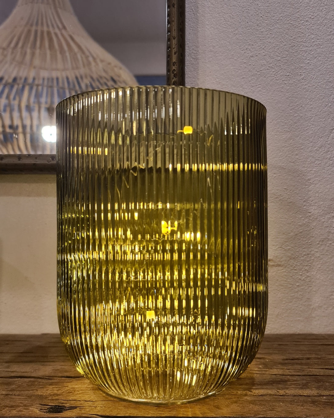 Ripple Glass Vase – Olive