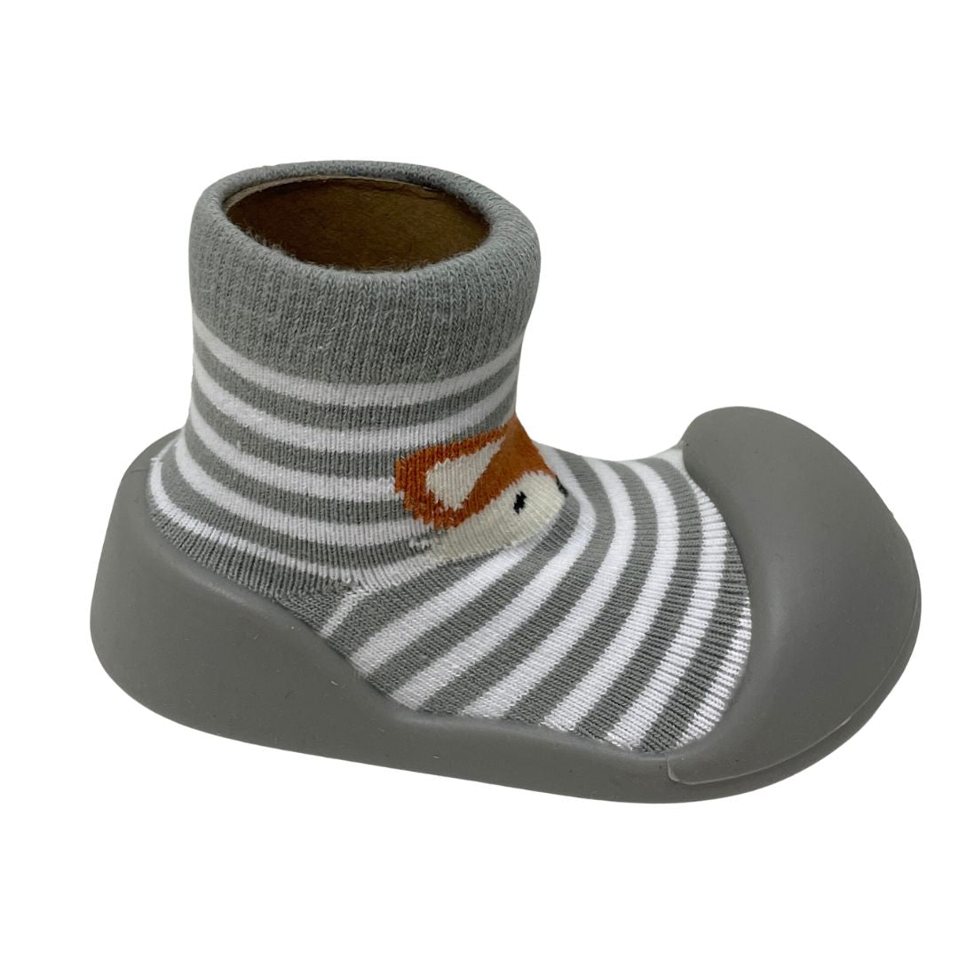 First Walkers – Grey Fox (Rubber-Soled Socks)