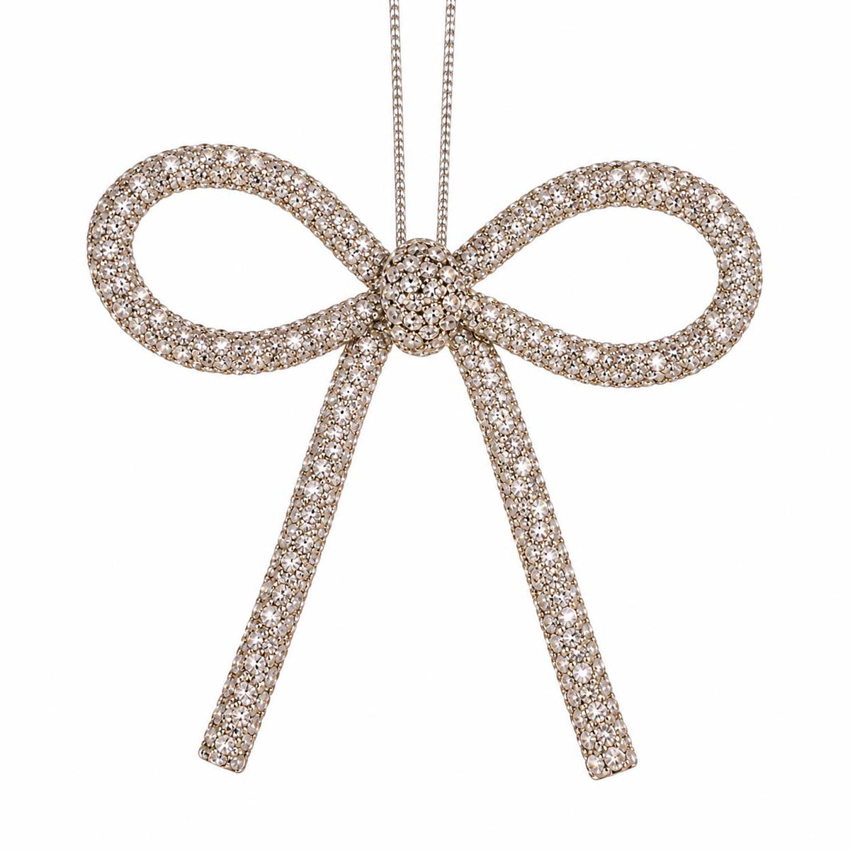Silver Beaded Bow Ornament