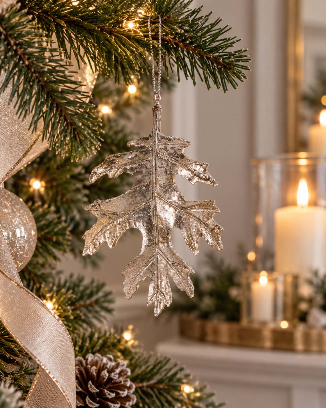 Silver Maple Leaf Ornament