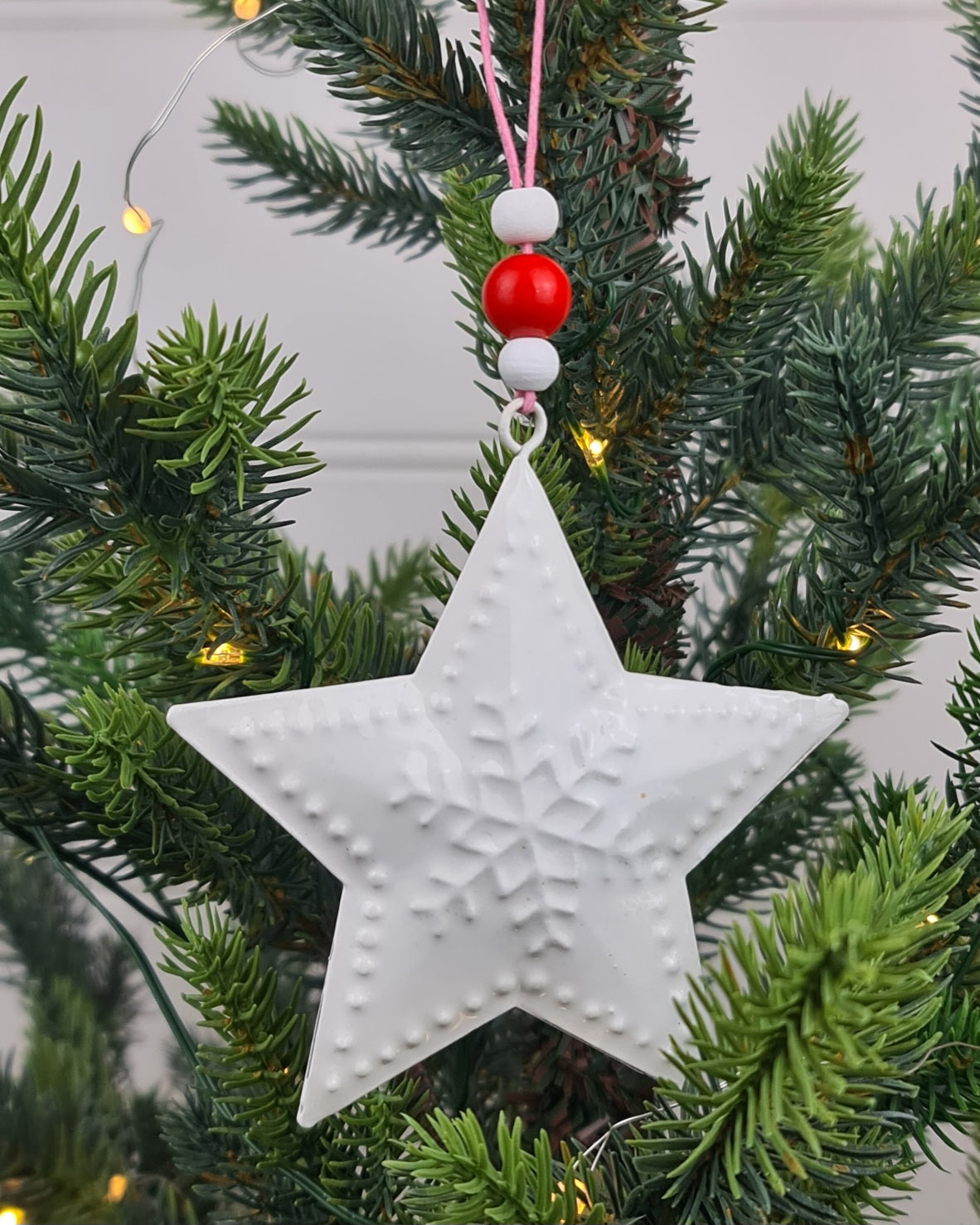 Star Enamel Hanging Ornament – White
