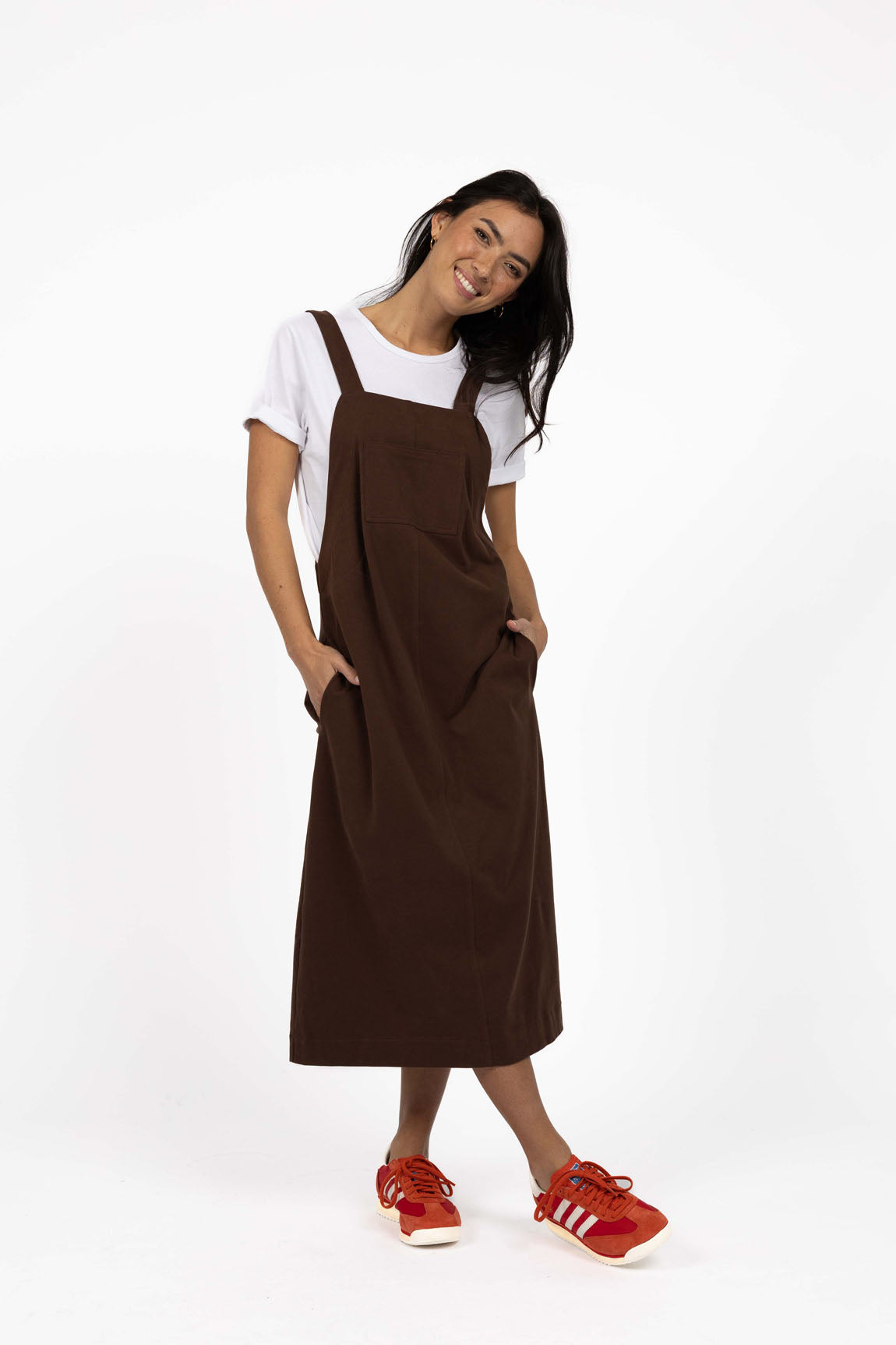 T-Shirt Cotton Pinafore – Chocolate