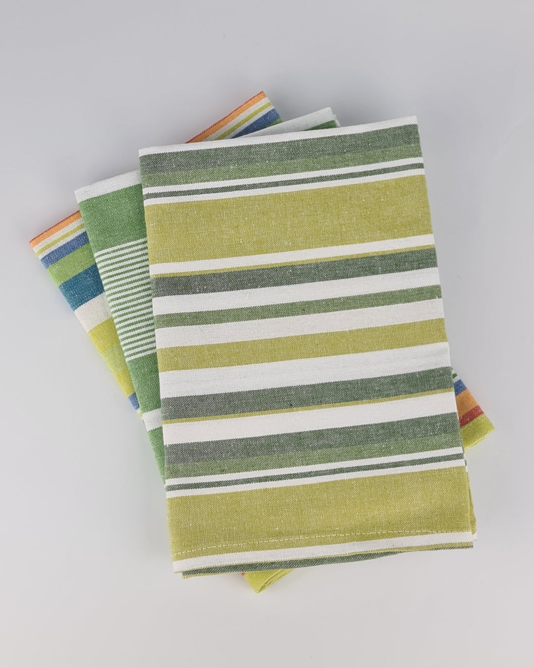 Tea Towel Set of Three – Lime / White