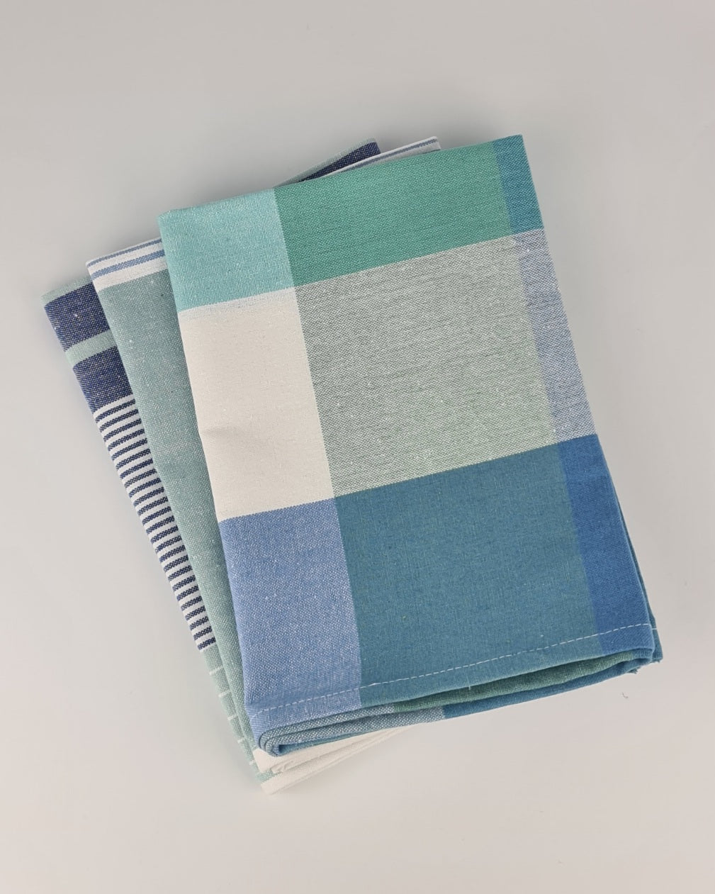 Tea Towel Set of Three – Teal / White