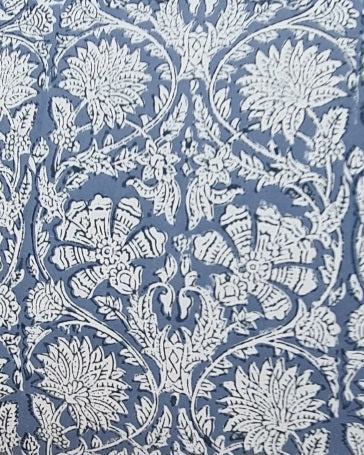 Thalia Hand Block Print Cushion Cover – Blue | 50cm x 50cm