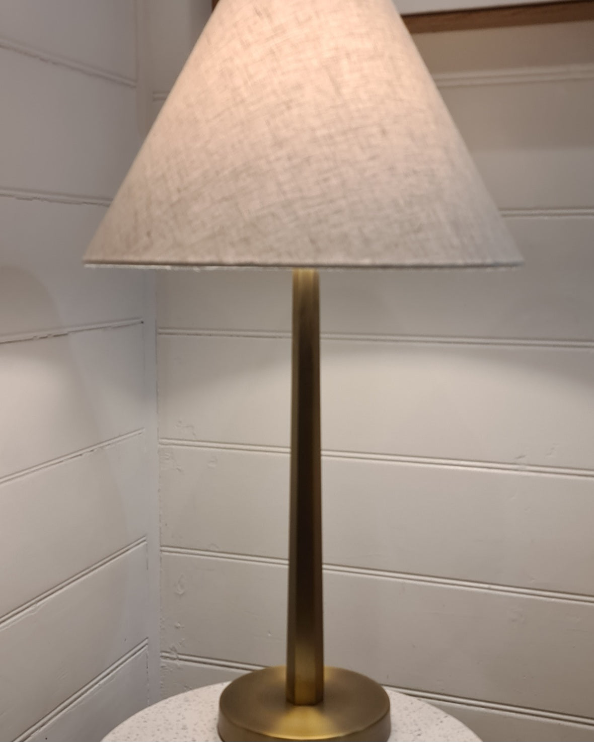The Isla Table Lamp – Brass & Linen Elegance