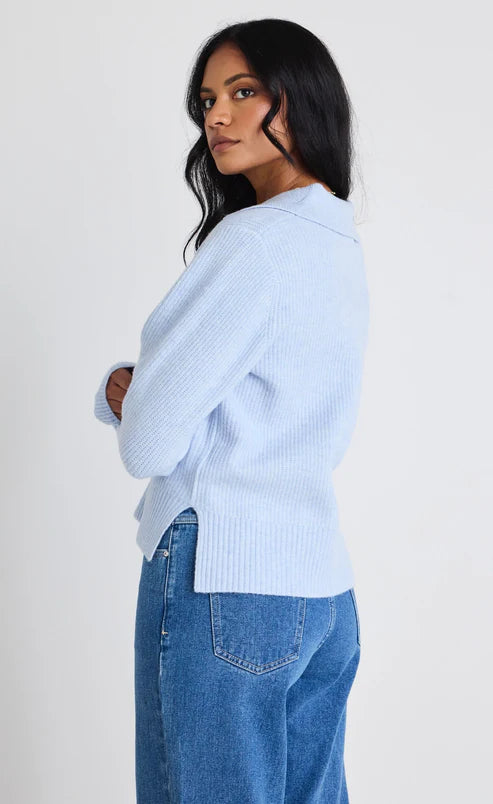 Truth Collar Knit Jumper – Ice Blue