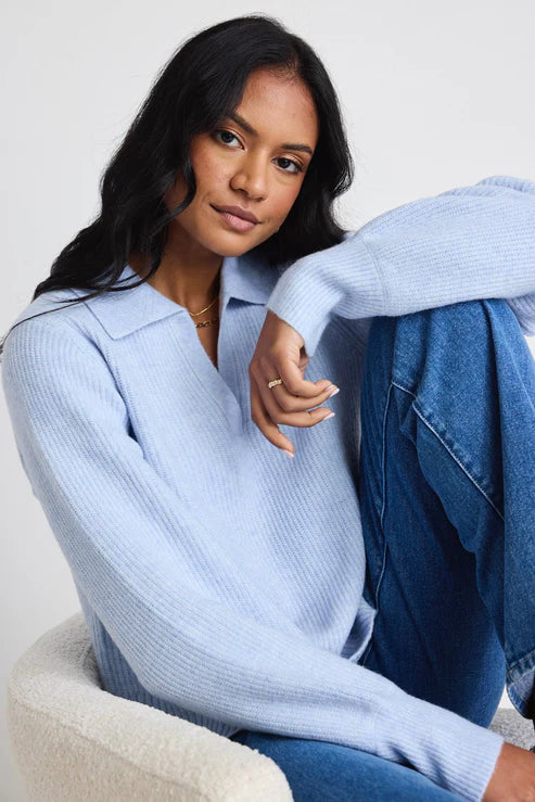 Truth Collar Knit Jumper – Ice Blue