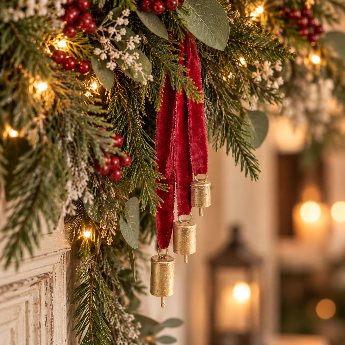Velvet Bell Trio – Red Hanging Christmas Ornament