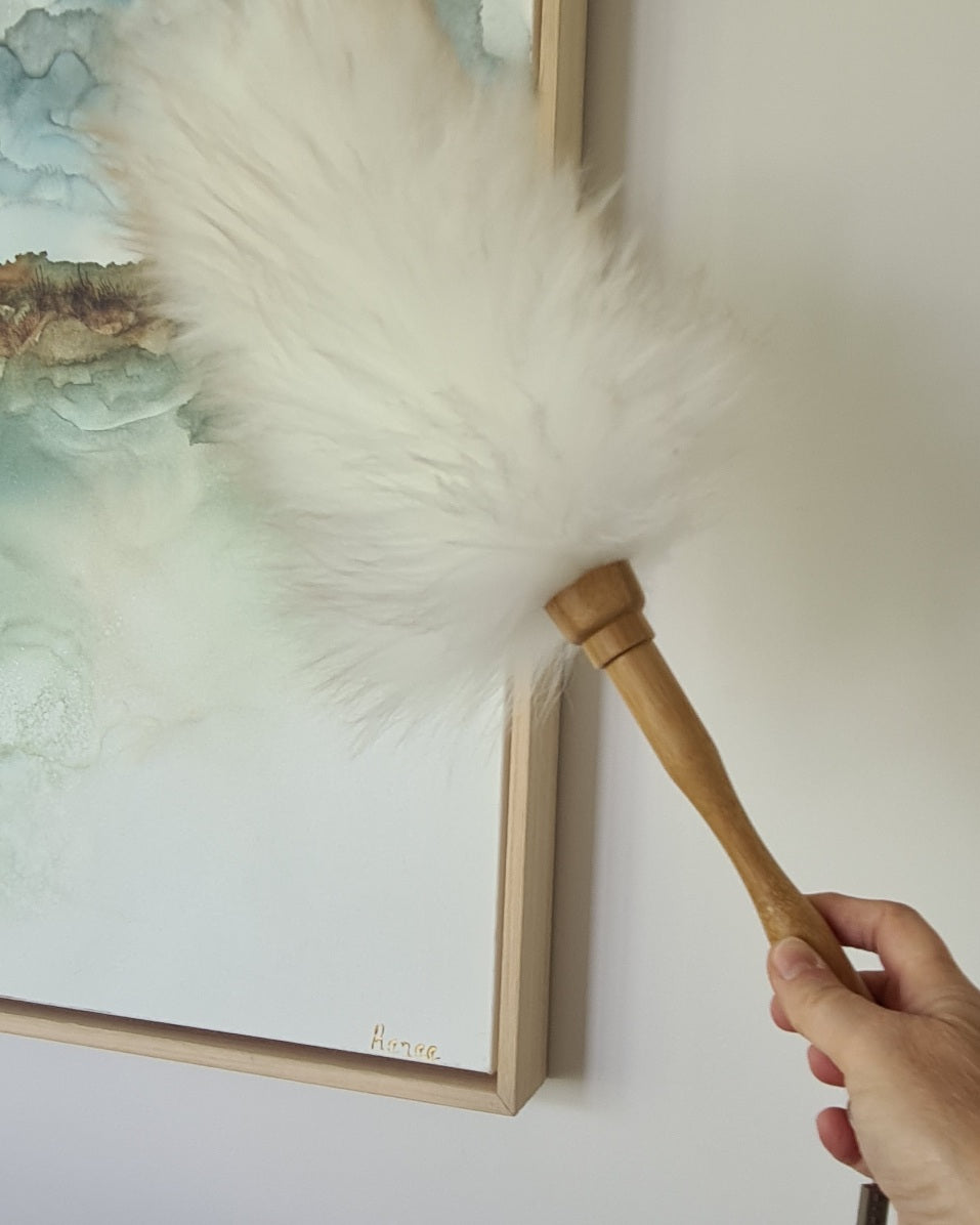 Sheepskin Duster with Timber Handle