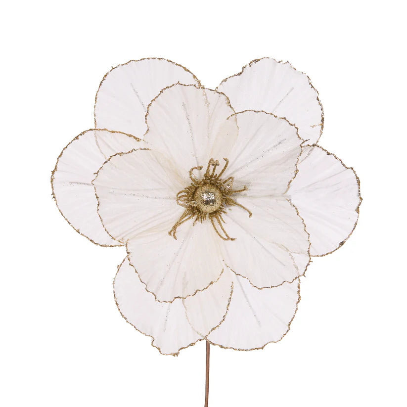 Sheer Ivory Camellia Decoration – 27 cm