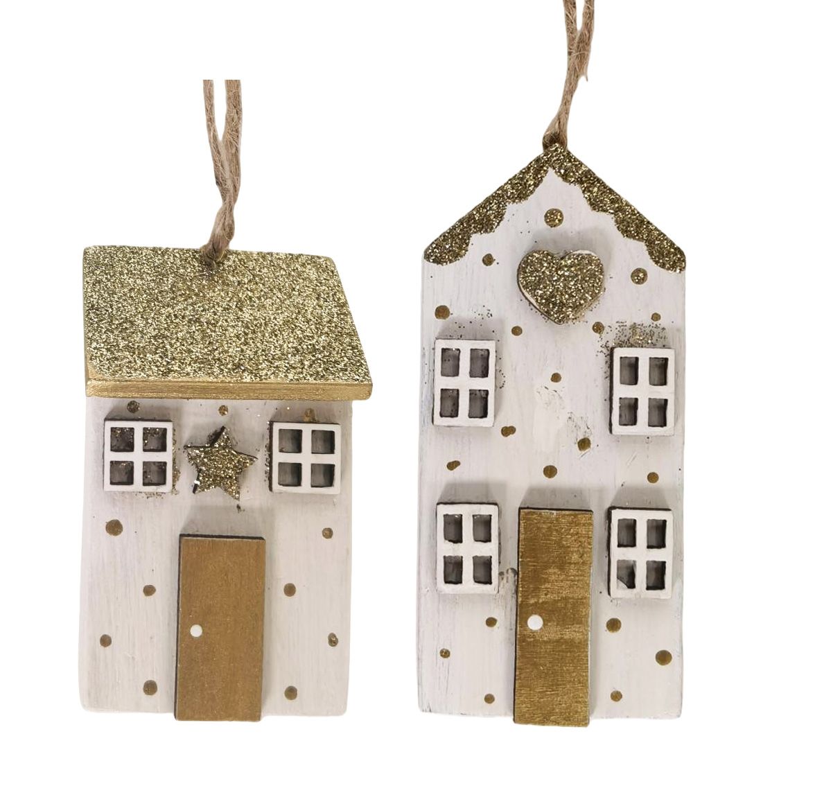 Little Christmas House Ornament – Star & Heart