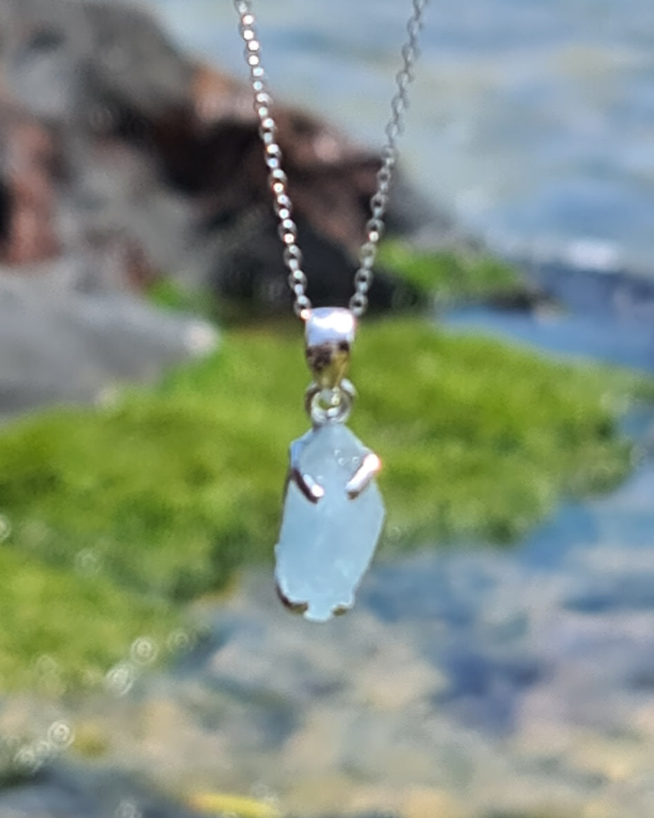 Aquamarine Rough Cut Pendant Necklace