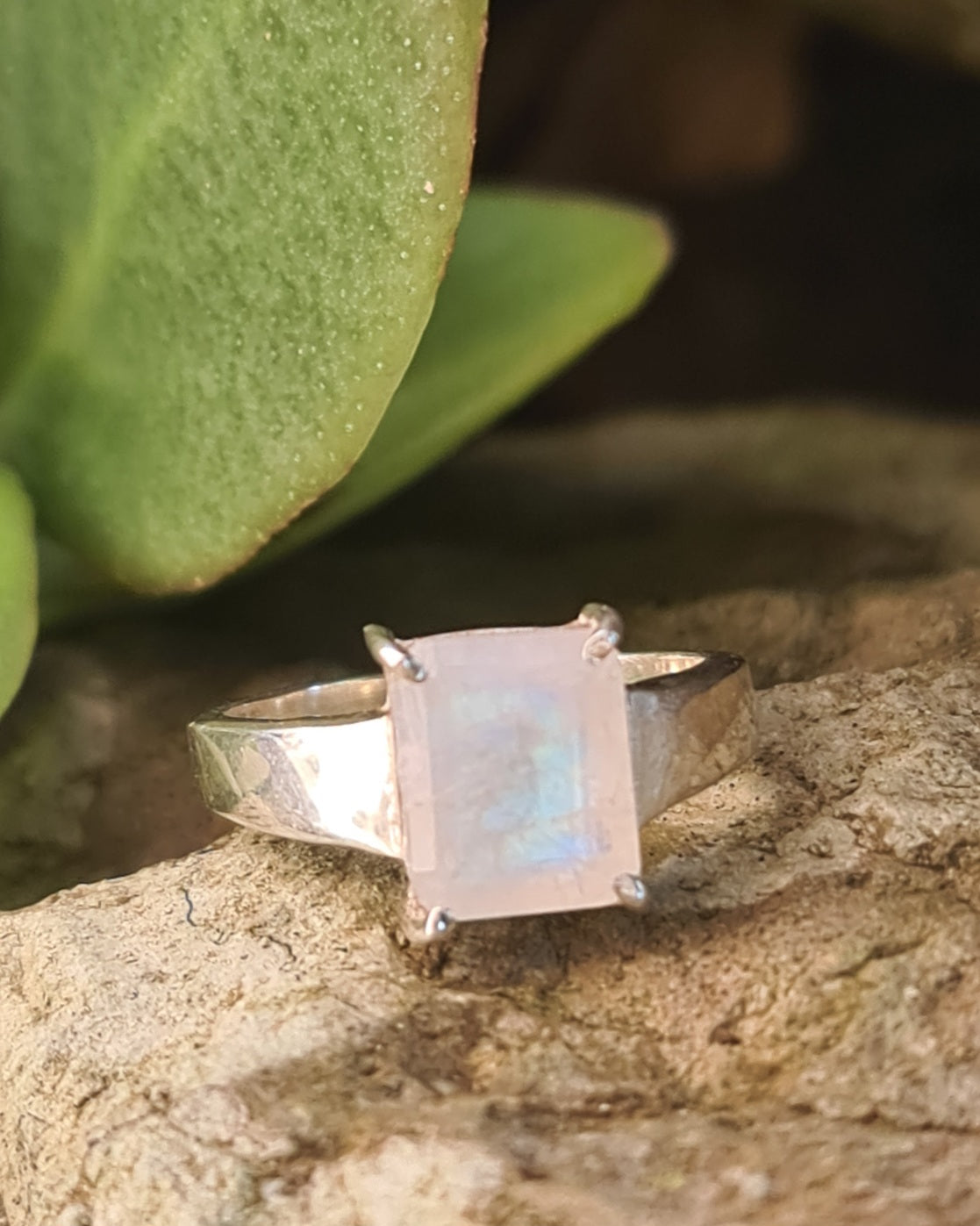 Ava Emerald Cut Moonstone Ring