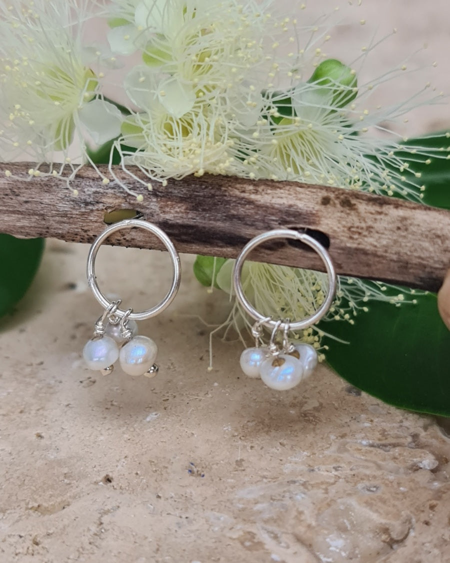 Ava Moonstone Hoop Stud Earrings
