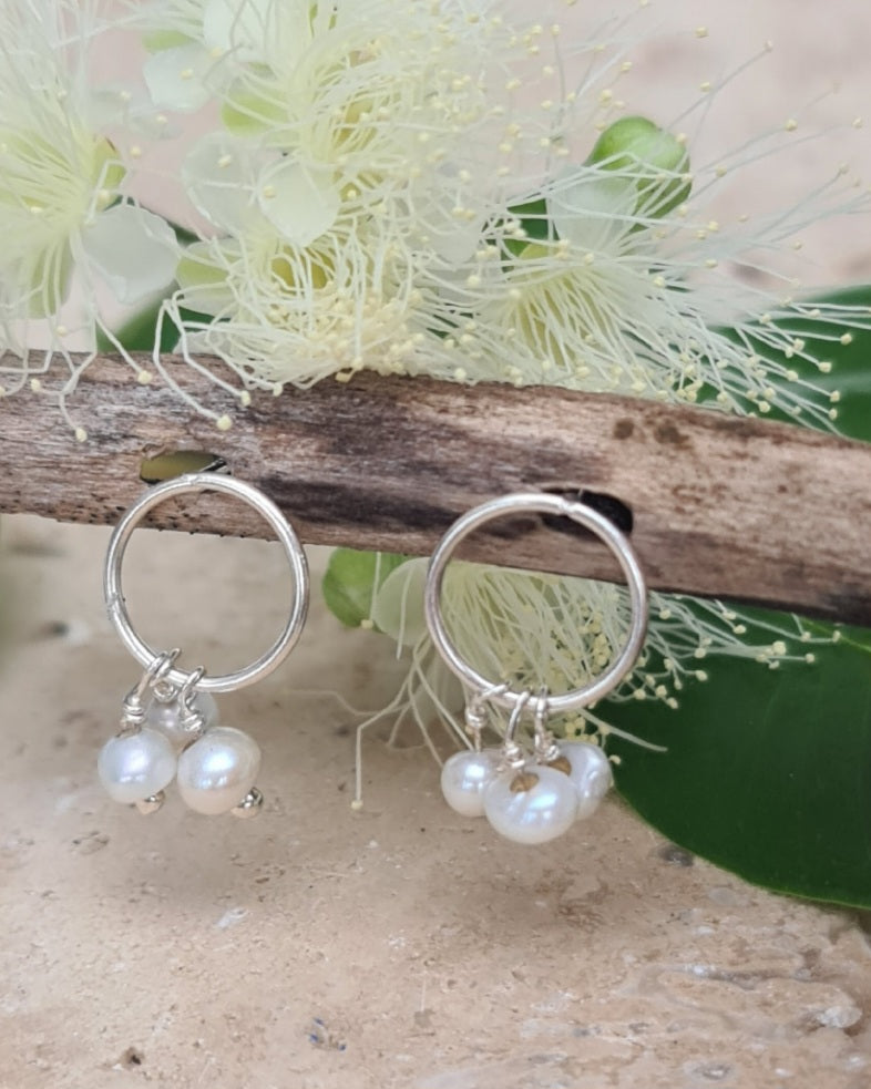 Ava Moonstone Hoop Stud Earrings